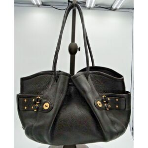 COLE‎ HAAN Village F05 Brown Leather (dark) Shoulder Bag Purse Gold Hardware